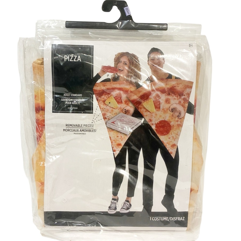 Halloween Pizza Costume Adult Standard Size 10 Removable Pieces NEW